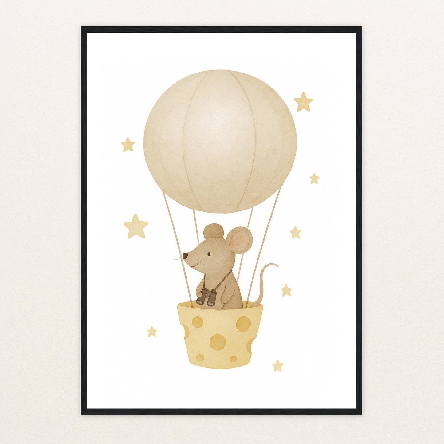 Mimi die Maus - Motiv: "Heißluftballon" Poster mit Holzrahmen von tinylearner