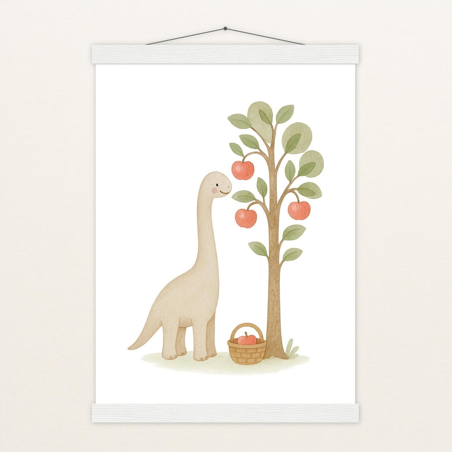 Dinosaurier Brachiosaurus - Motiv: "Apfelbaum" Poster mit Leisten von tinylearner