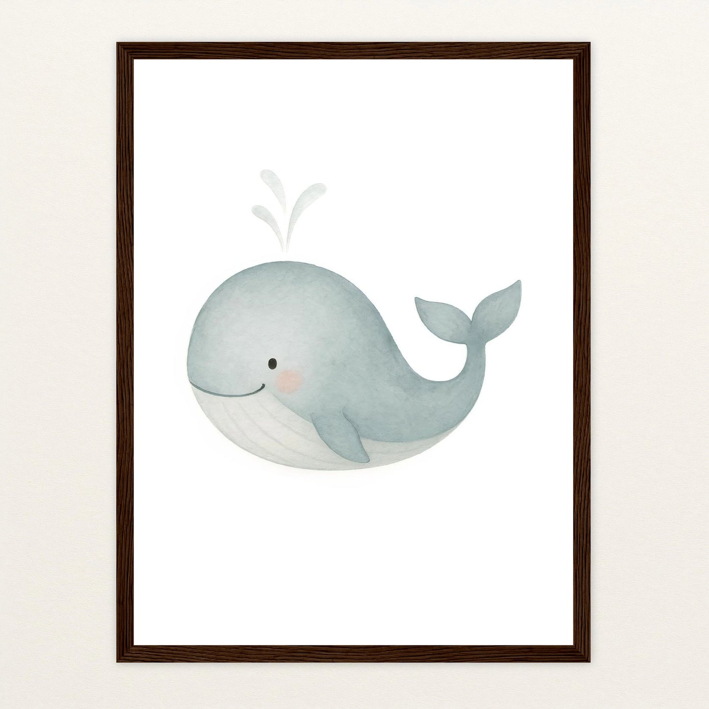 Willi der Wal Poster mit Holzrahmen von tinylearner