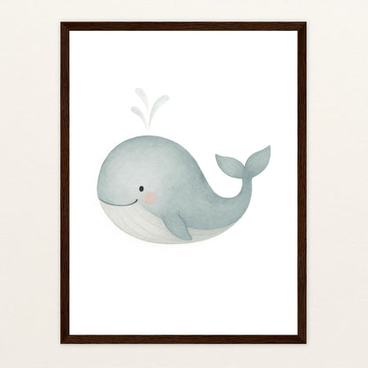 Willi der Wal Poster mit Holzrahmen von tinylearner