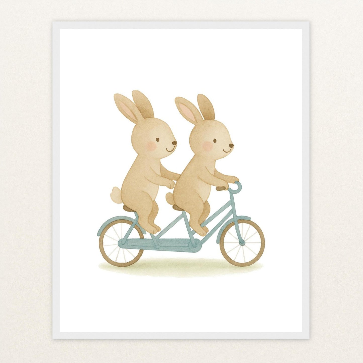 Holly der Hase - Motiv: "Tandem" Poster mit Holzrahmen von tinylearner
