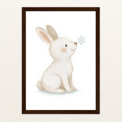 Sina der Schneehase Poster mit Holzrahmen von tinylearner