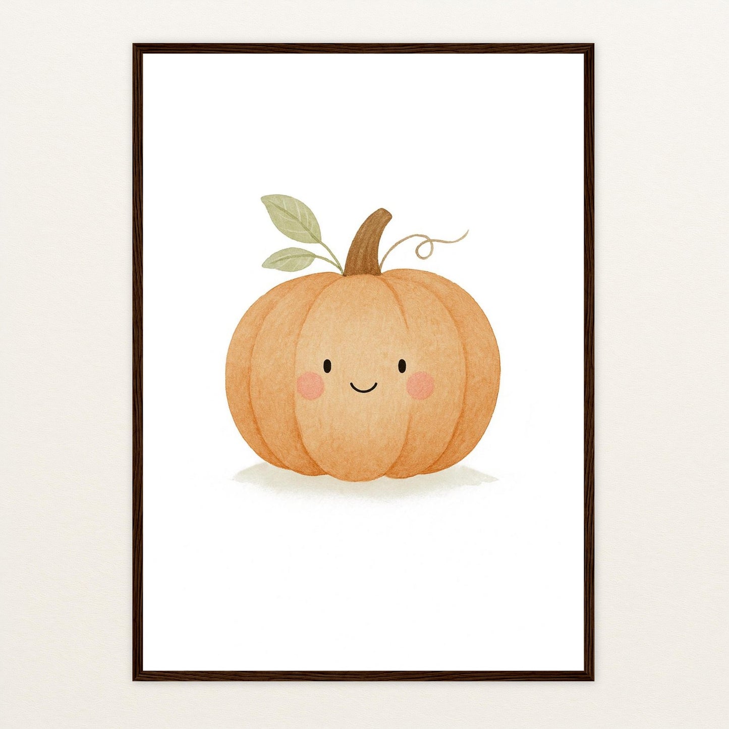 Gemüse: Kürbis Poster mit Holzrahmen von tinylearner