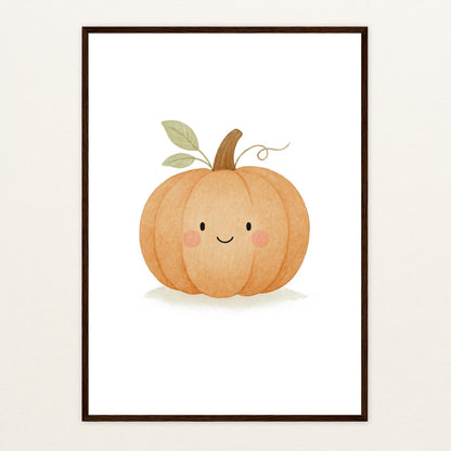 Gemüse: Kürbis Poster mit Holzrahmen von tinylearner