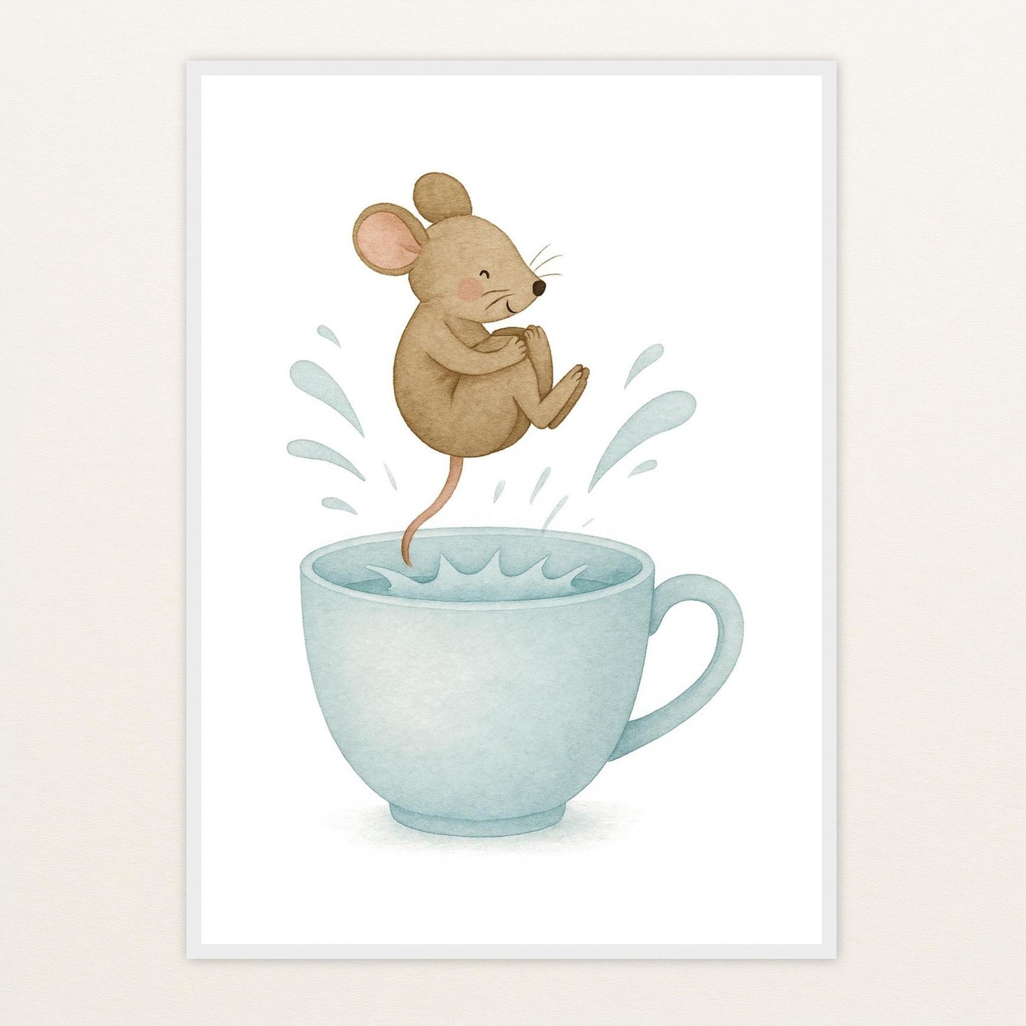 Mimi die Maus - Motiv: "Pool" Poster mit Holzrahmen von tinylearner