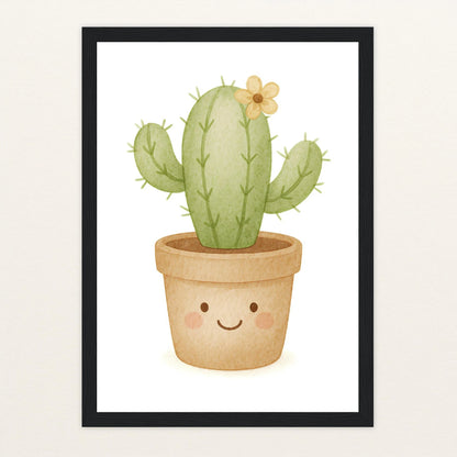 Kaktus Poster mit Holzrahmen von tinylearner