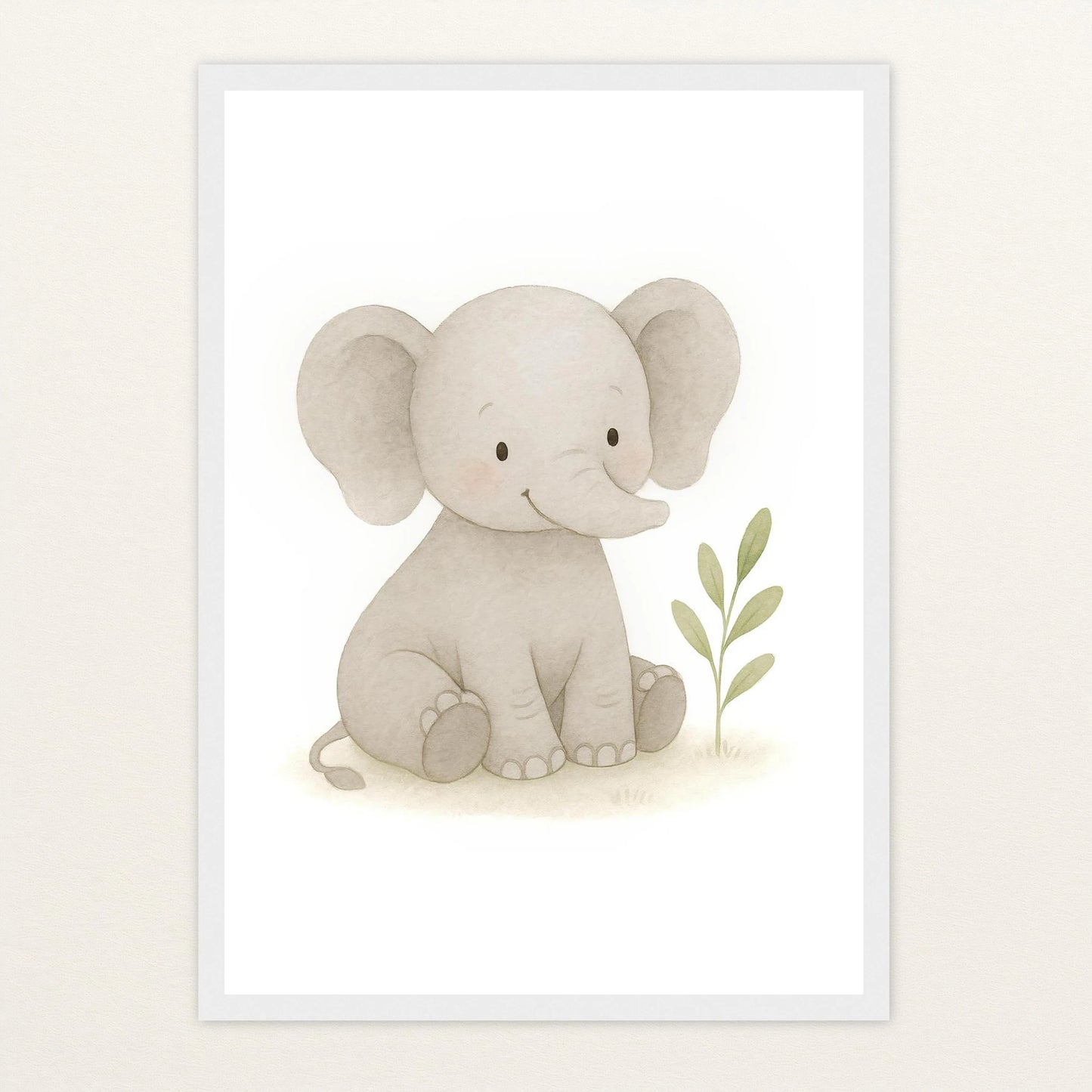 Emil der Elefant Poster mit Holzrahmen von tinylearner