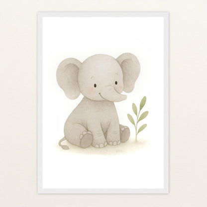 Emil der Elefant Poster mit Holzrahmen von tinylearner
