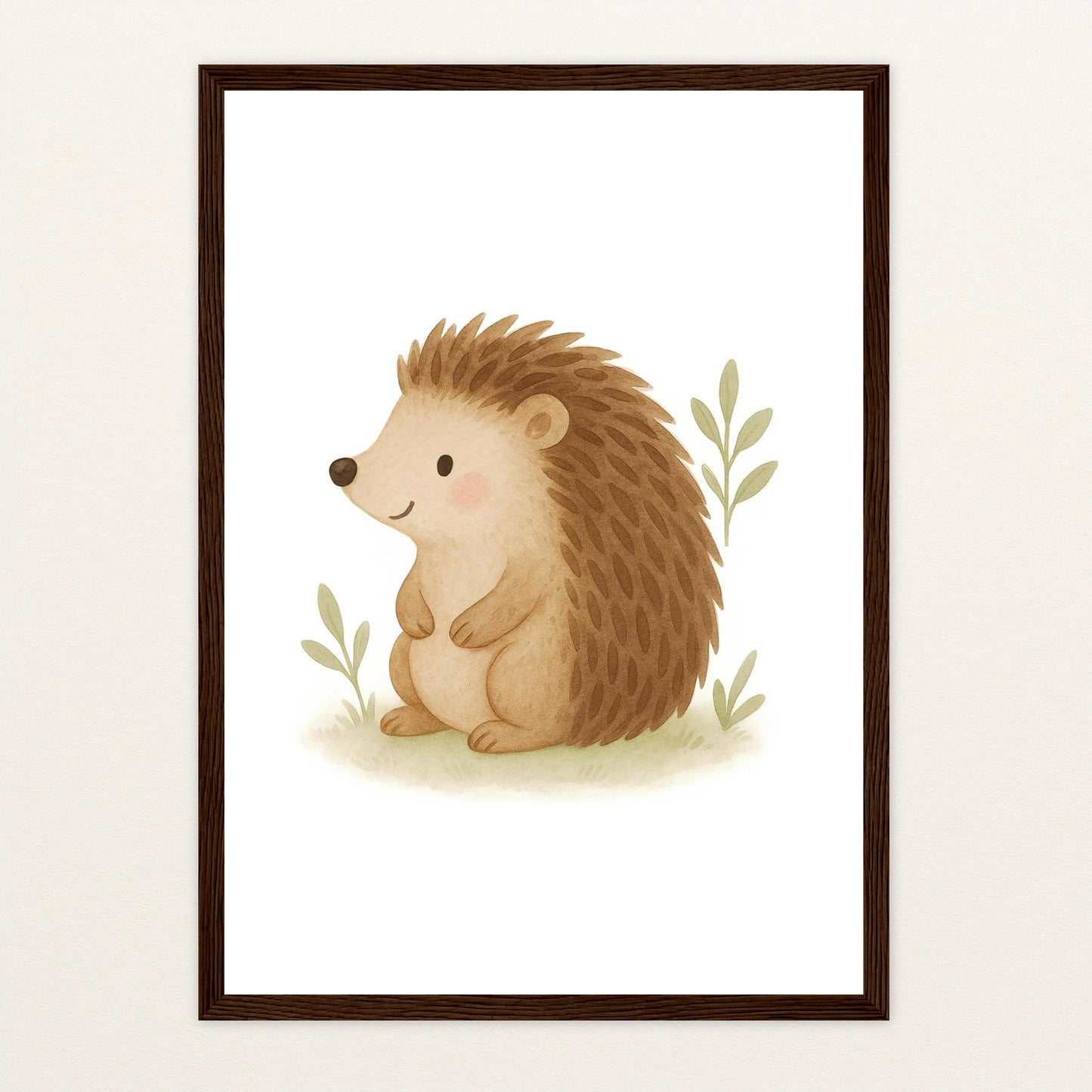 Iggi der Igel Poster mit Holzrahmen von tinylearner