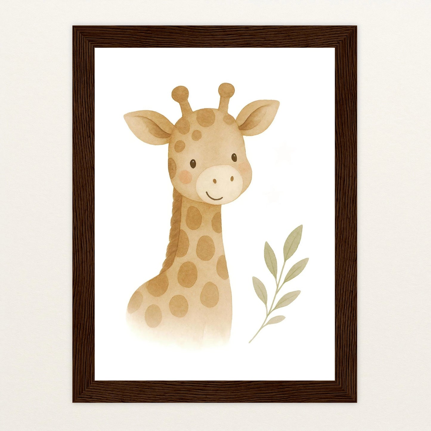 Greta die Giraffe Poster mit Holzrahmen von tinylearner