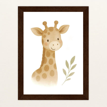 Greta die Giraffe Poster mit Holzrahmen von tinylearner