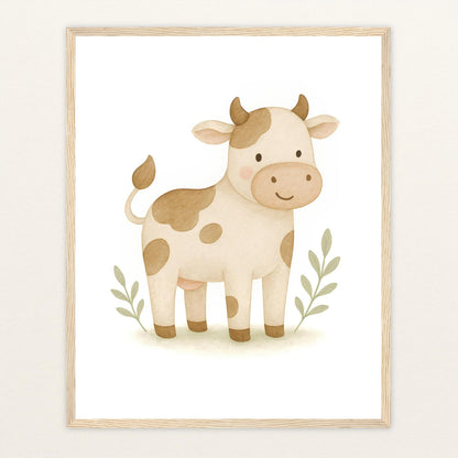 Klara die Kuh Poster mit Holzrahmen von tinylearner