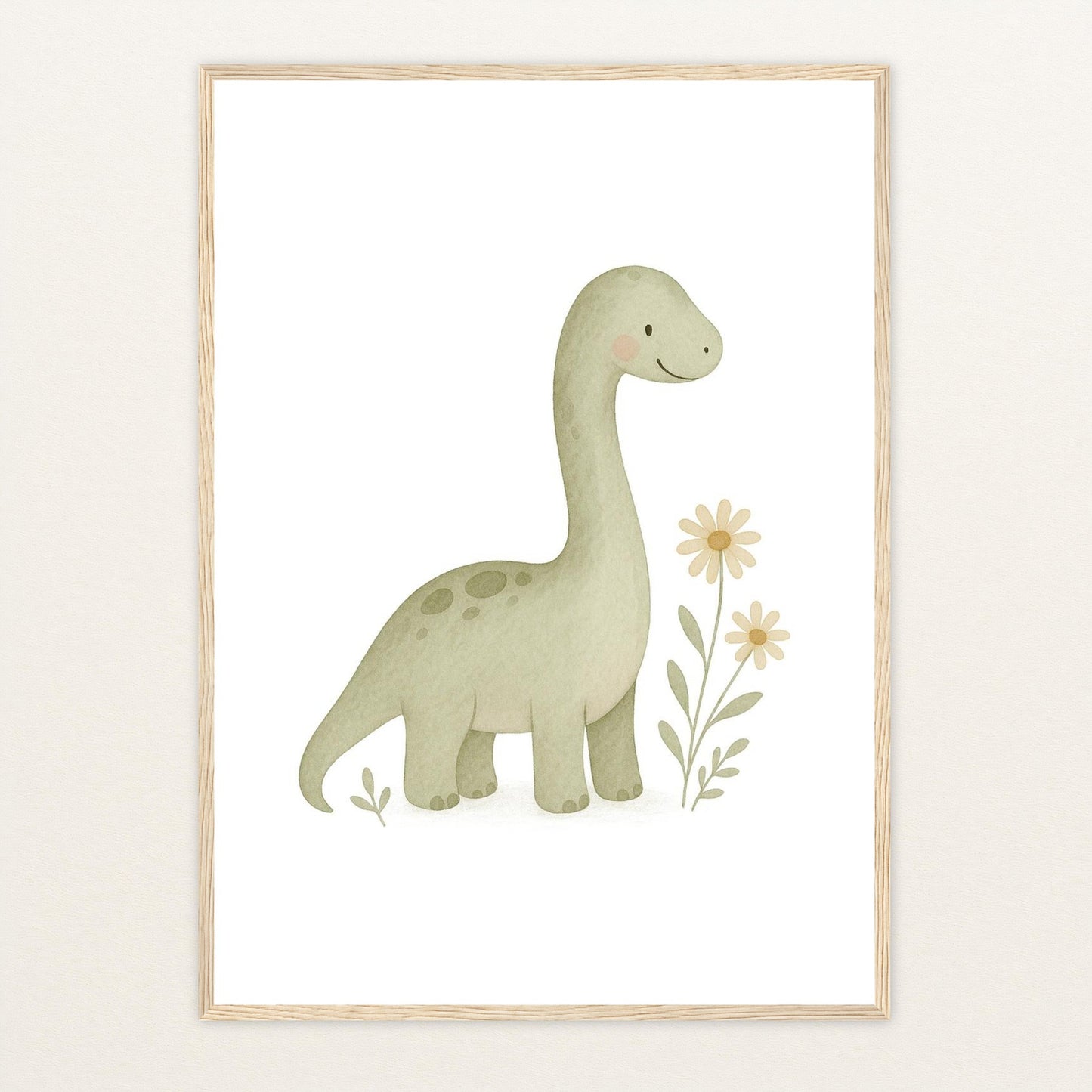 Dinosaurier Brachiosaurus Poster mit Holzrahmen von tinylearner