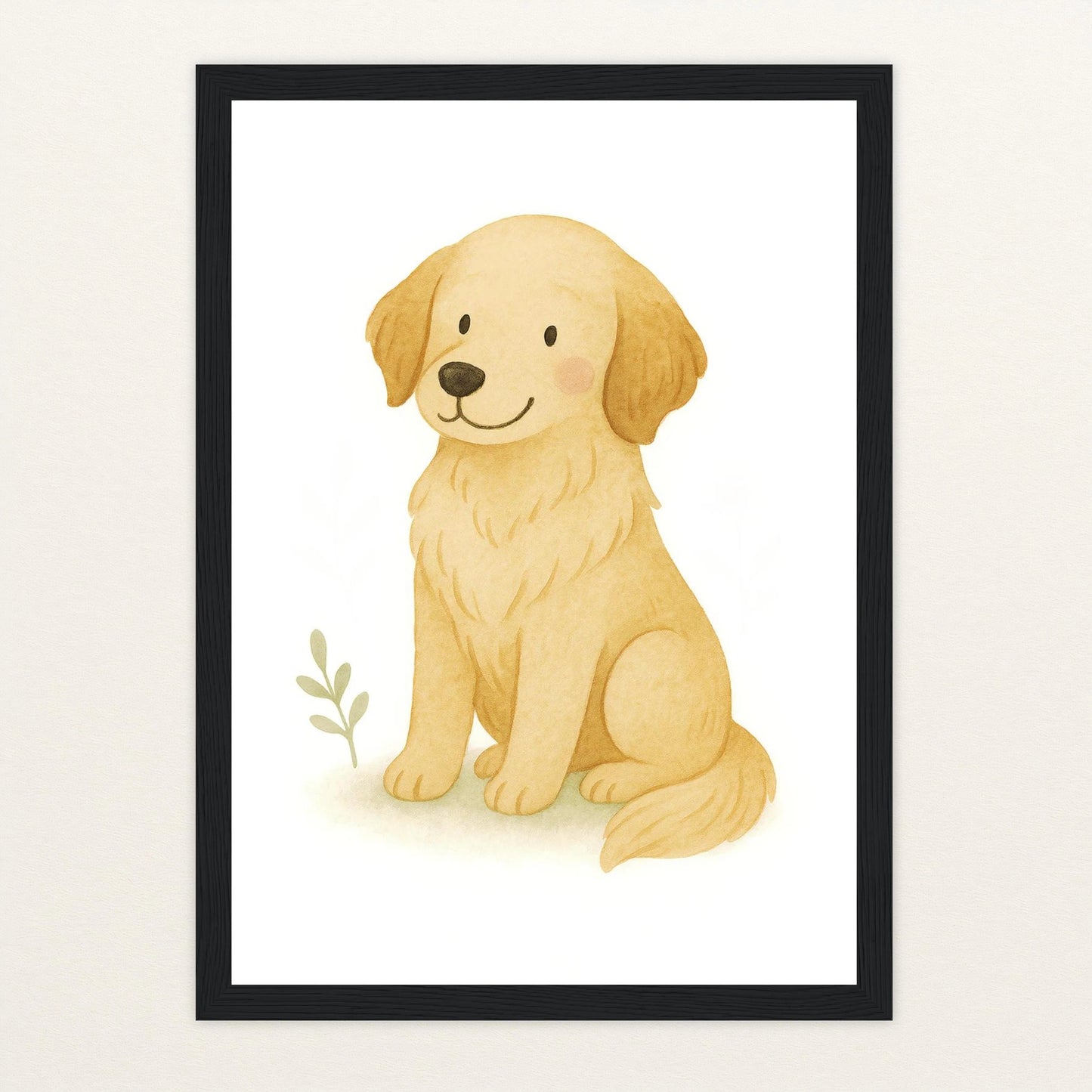 Hugo der Hund Poster mit Holzrahmen von tinylearner