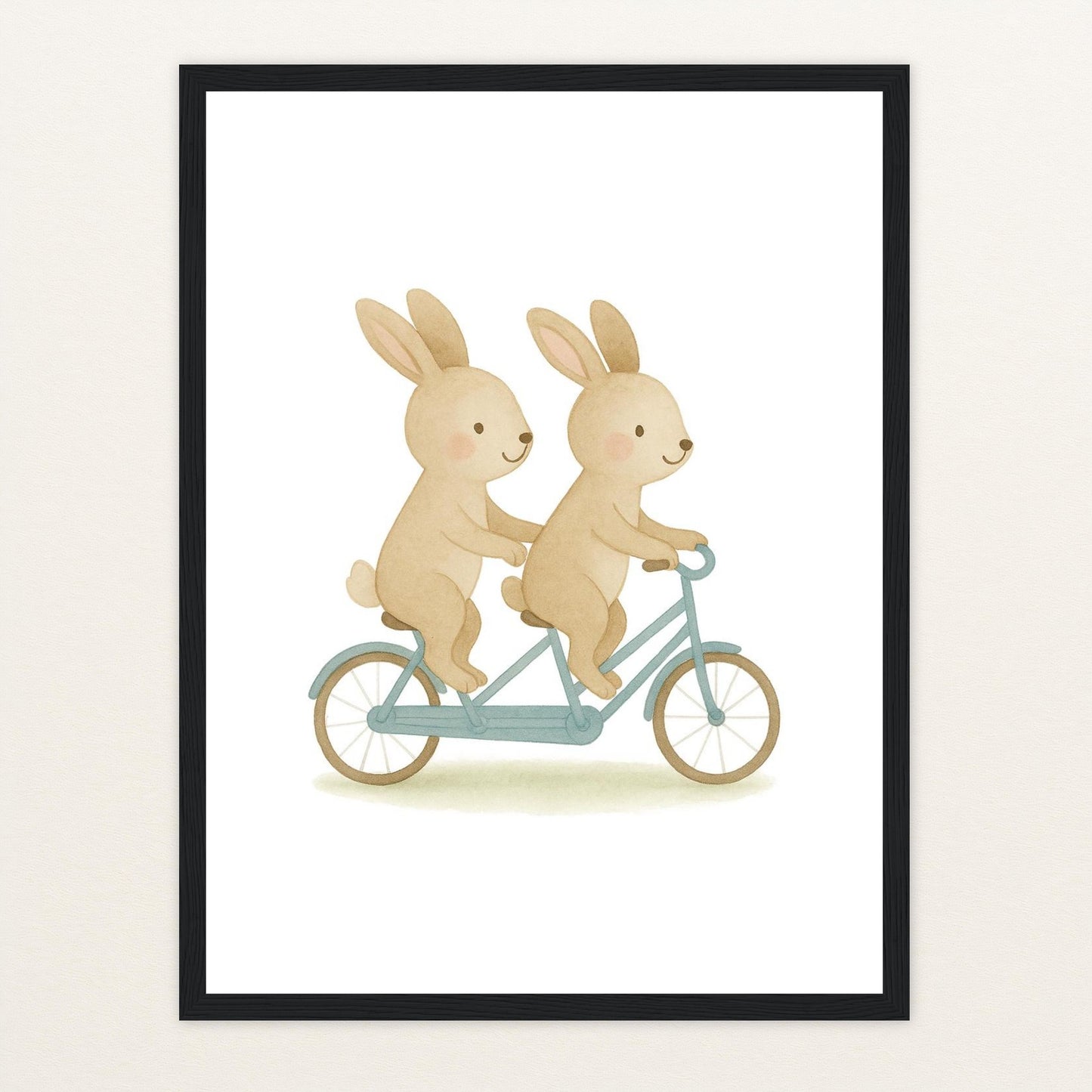 Holly der Hase - Motiv: "Tandem" Poster mit Holzrahmen von tinylearner