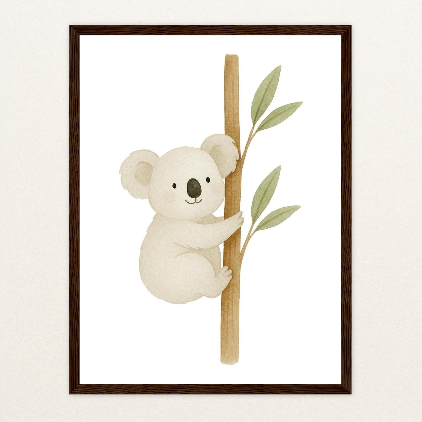 Kori der Koala Poster mit Holzrahmen von tinylearner