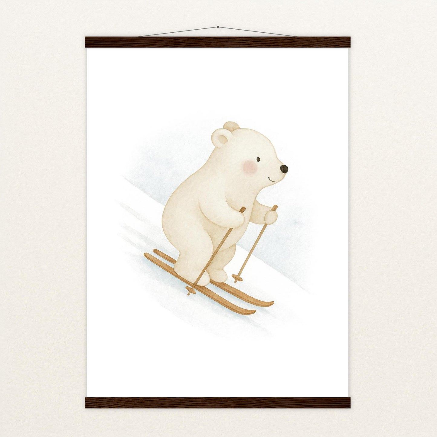 Pummel der Polarbär - Motiv: "Ski" Poster mit Leisten von tinylearner