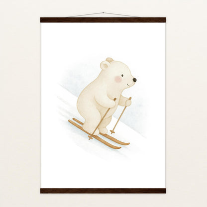Pummel der Polarbär - Motiv: "Ski" Poster mit Leisten von tinylearner