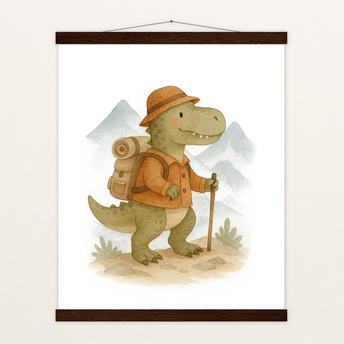 Dinosaurier T-Rex - Motiv: "Wandern" Poster mit Leisten von tinylearner