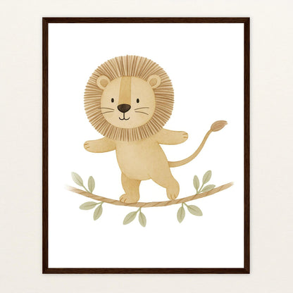 Leo der Löwe - Motiv: "Seiltanz" Poster mit Holzrahmen von tinylearner
