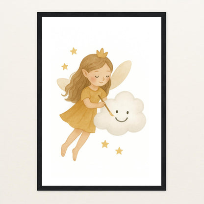 Fina die Fee - Motiv: "Wolke" Poster mit Holzrahmen von tinylearner