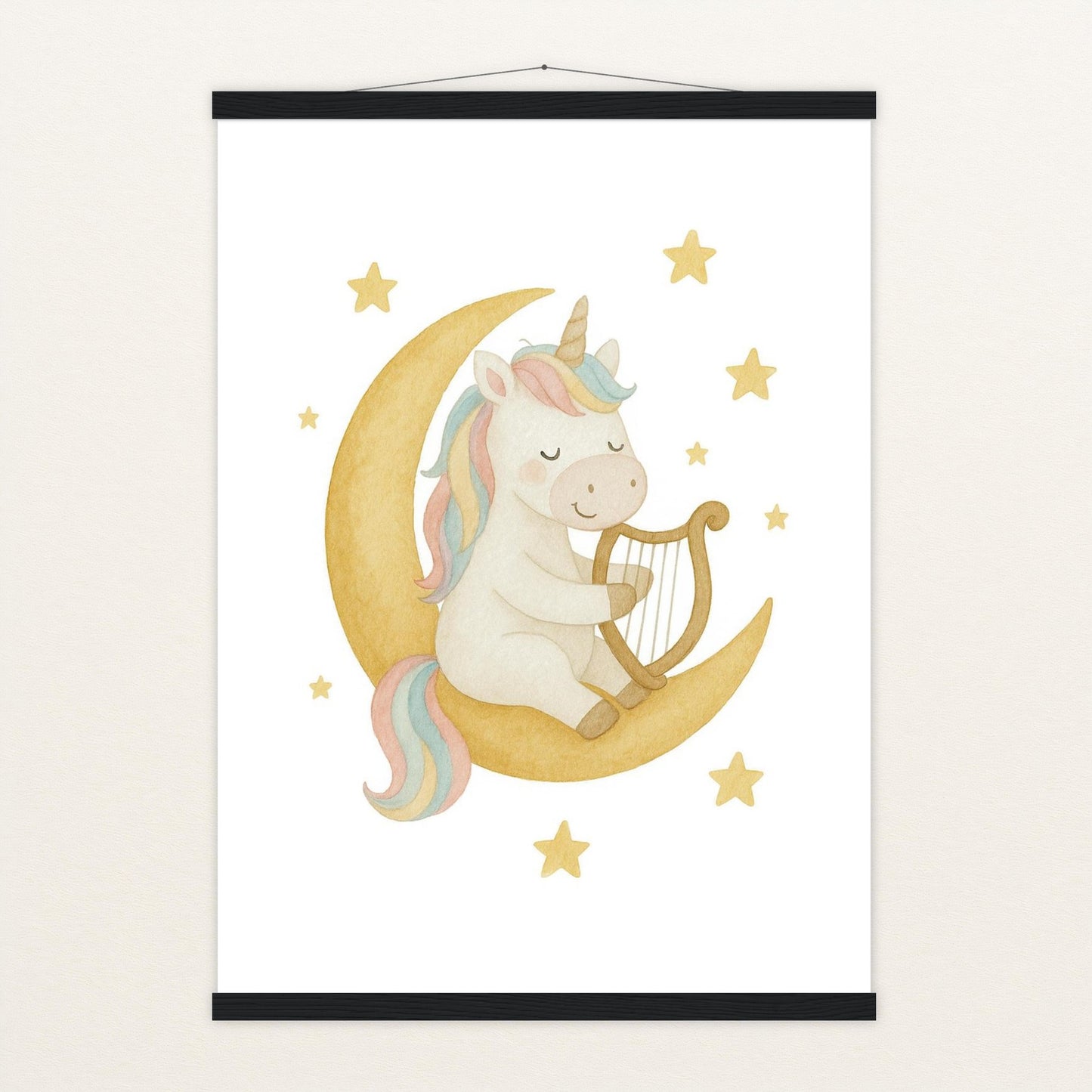 Luni das Einhorn - Motiv: "Mond" Poster mit Leisten von tinylearner