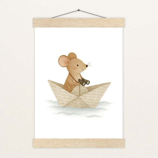 Mimi die Maus - Motiv: "Papierschiff" Poster mit Leisten von tinylearner