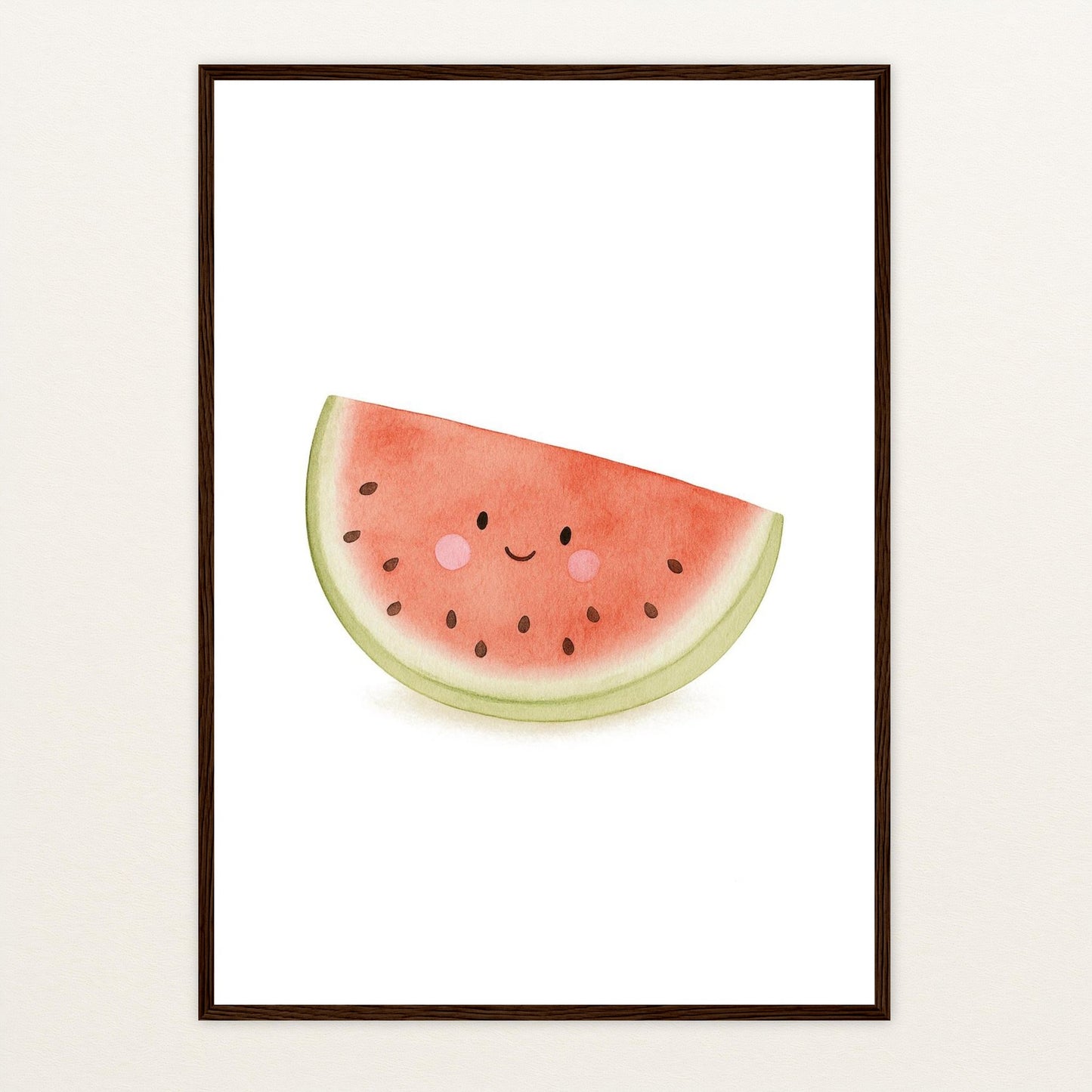Obst: Melone Poster mit Holzrahmen von tinylearner