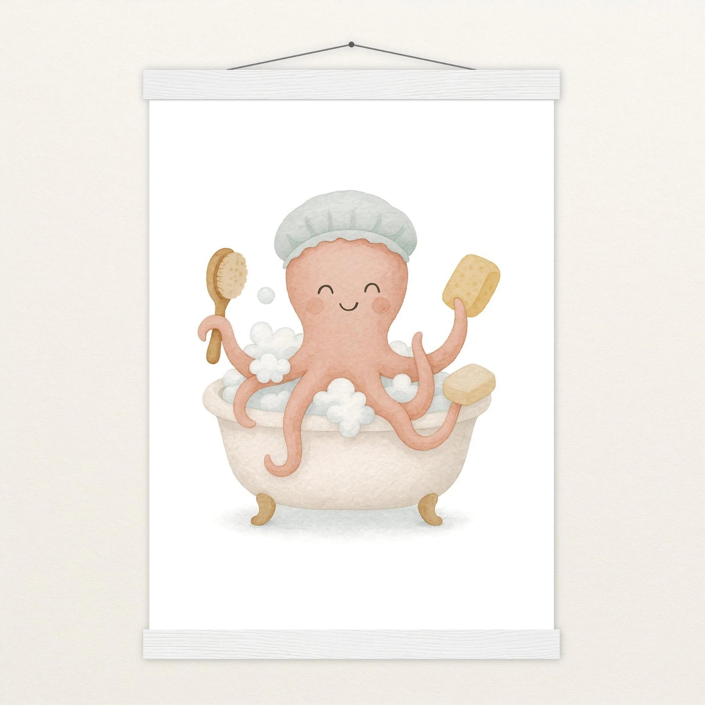 Tilli der Tintenfisch - Motiv: "Baden" Poster mit Leisten von tinylearner