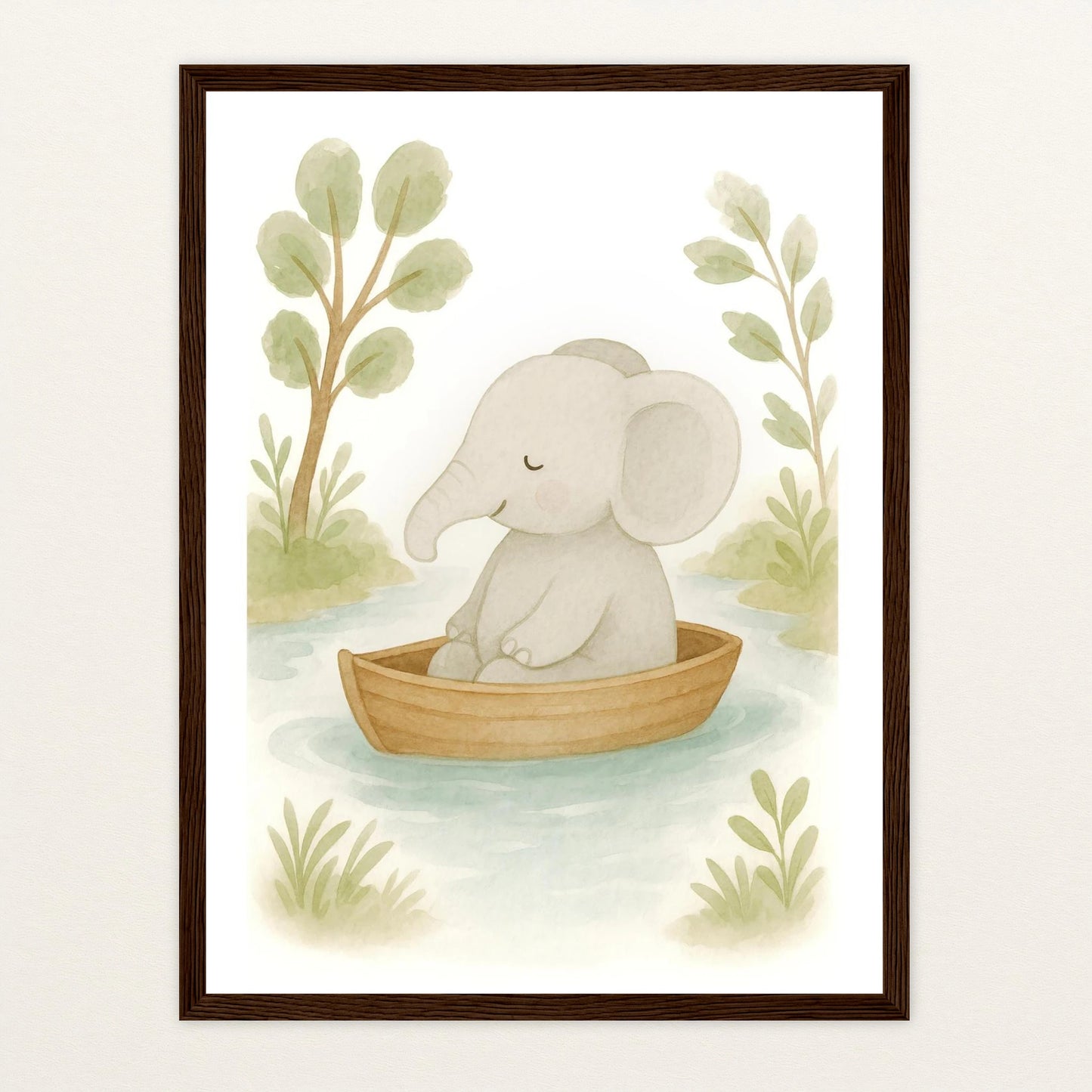 Emil der Elefant - Motiv: "Boot" Poster mit Holzrahmen von tinylearner