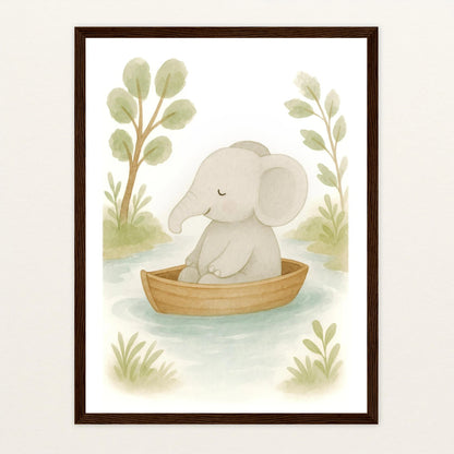 Emil der Elefant - Motiv: "Boot" Poster mit Holzrahmen von tinylearner