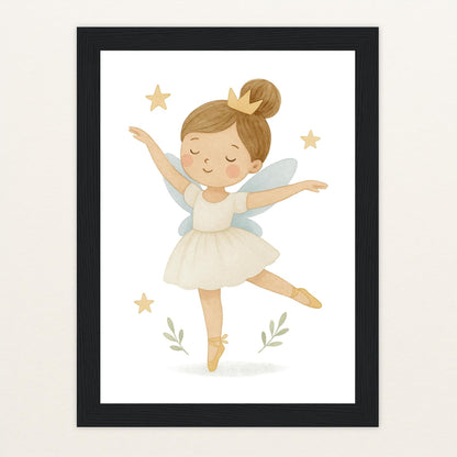 Fina die Fee - Motiv: "Ballett" Poster mit Holzrahmen von tinylearner