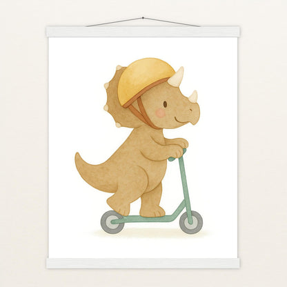 Dinosaurier Triceratops - Motiv: "Roller" Poster mit Leisten von tinylearner