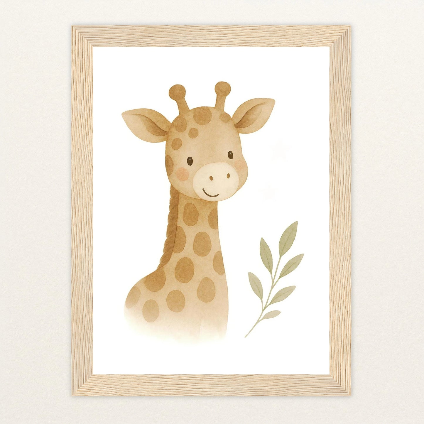 Greta die Giraffe Poster mit Holzrahmen von tinylearner