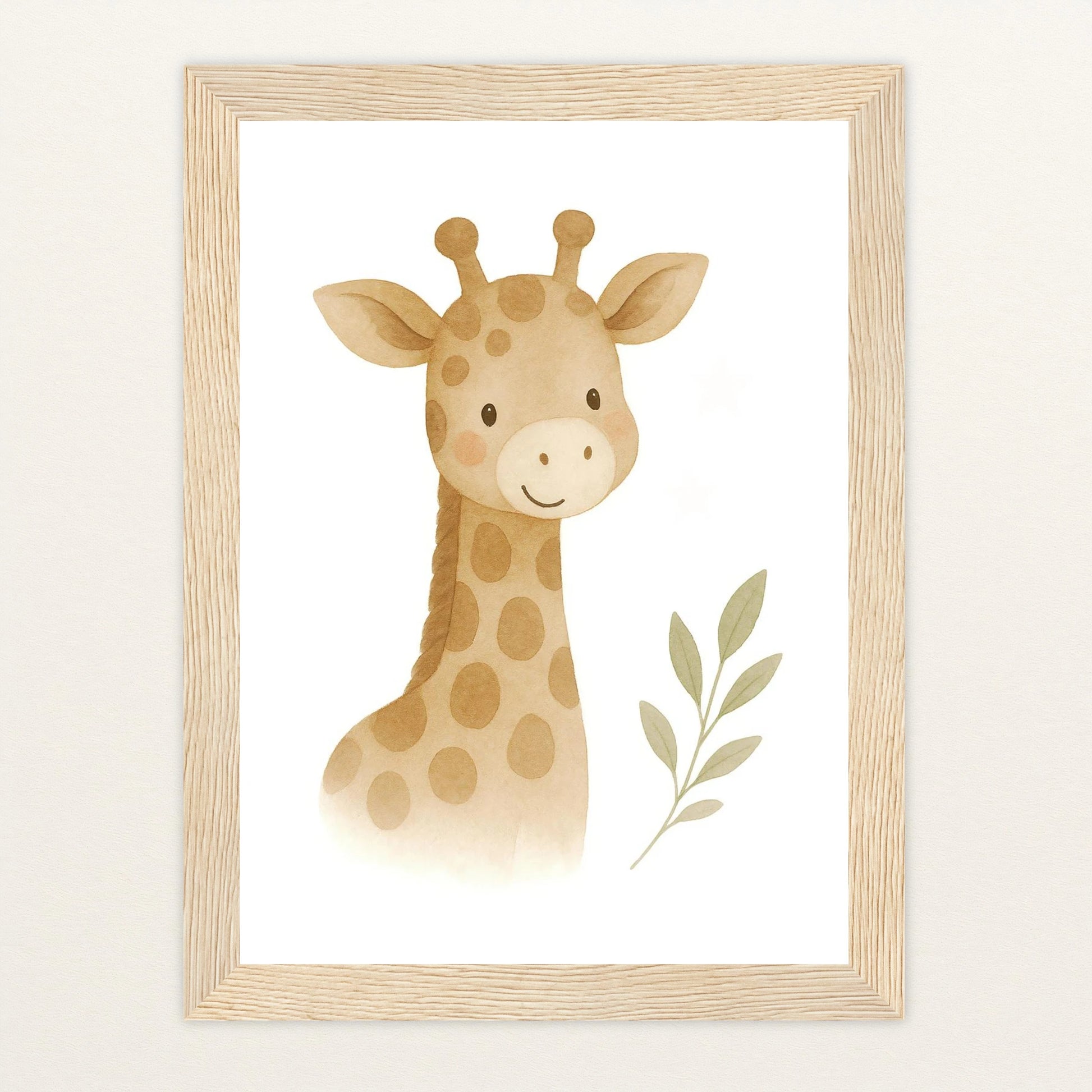 Greta die Giraffe Poster mit Holzrahmen von tinylearner