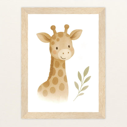 Greta die Giraffe Poster mit Holzrahmen von tinylearner