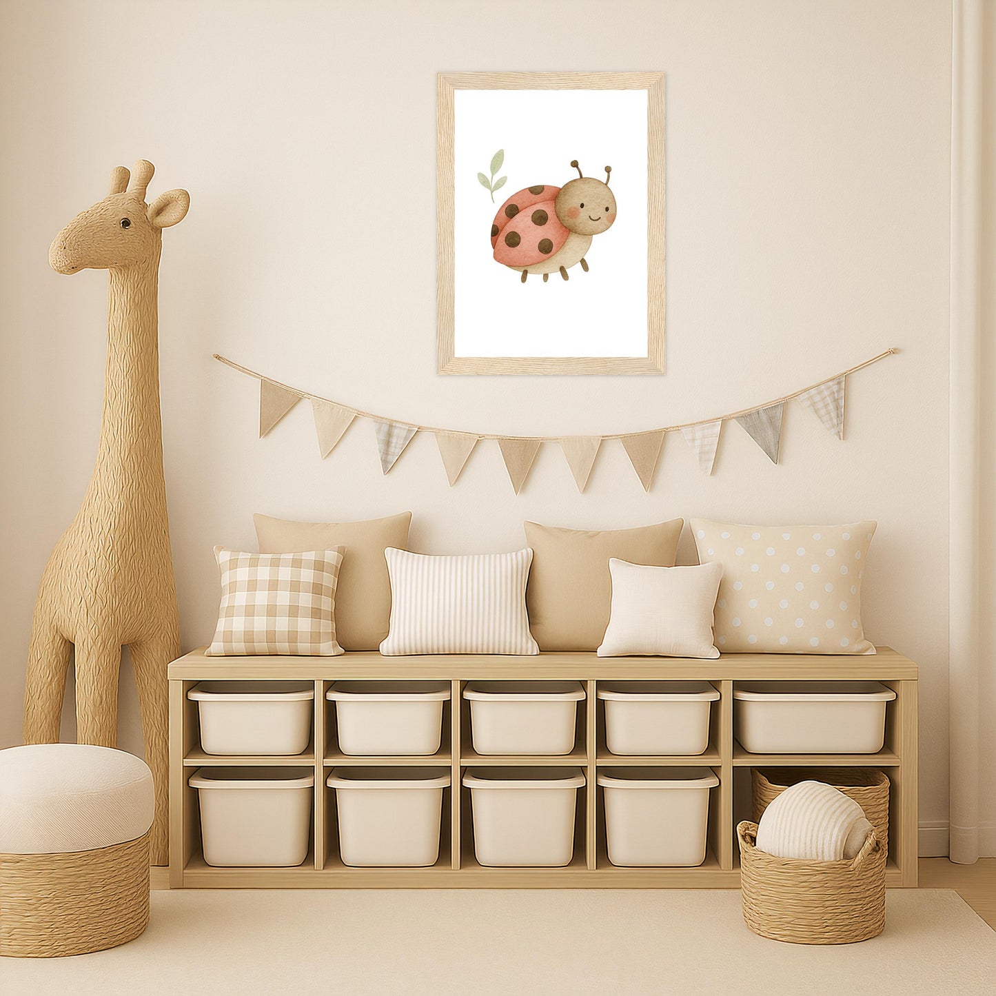 Marie der Marienenkäfer Poster mit Holzrahmen von tinylearner