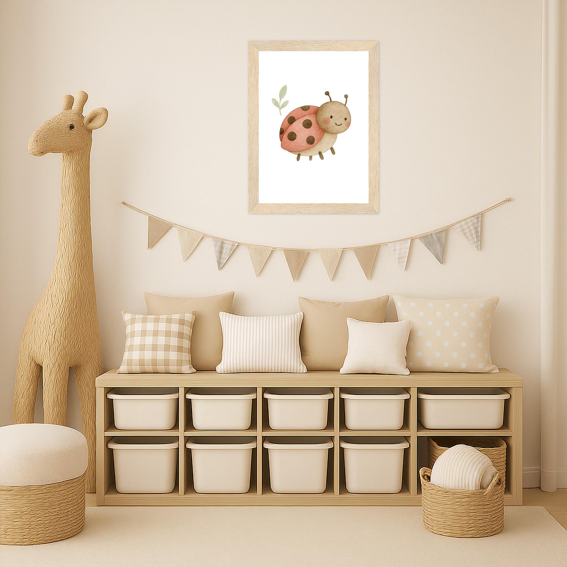 Marie der Marienenkäfer Poster mit Holzrahmen von tinylearner