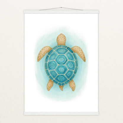 Sora die Schildkröte - Motiv: "Treiben" Poster mit Leisten von tinylearner