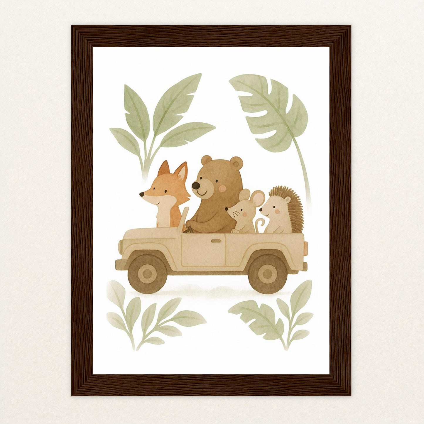 Tierfreunde - Motiv: "Safari" Poster mit Holzrahmen von tinylearner