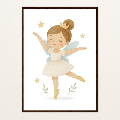 Fina die Fee - Motiv: "Ballett" Poster mit Holzrahmen von tinylearner
