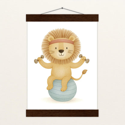 Leo der Löwe - Motiv: "Workout" Poster mit Leisten von tinylearner