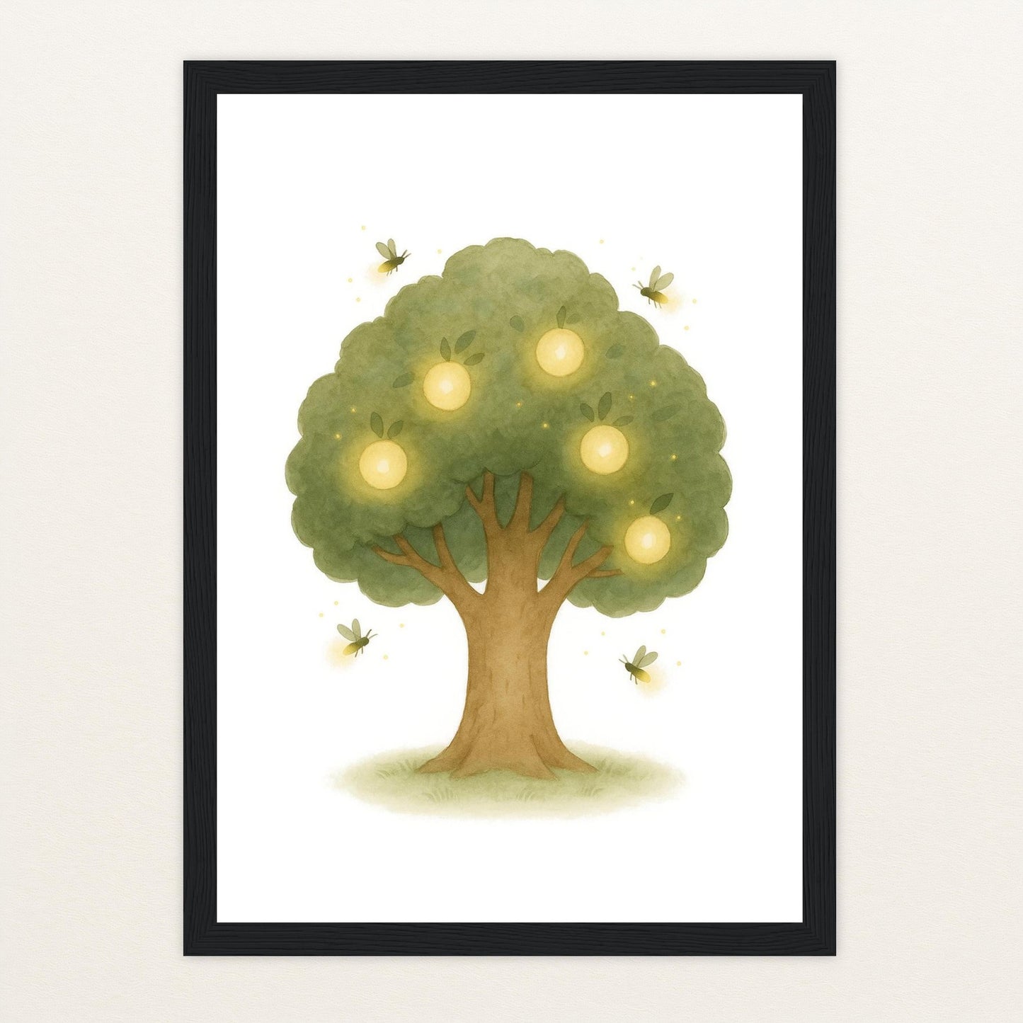 Leuchtbaum Poster mit Holzrahmen von tinylearner