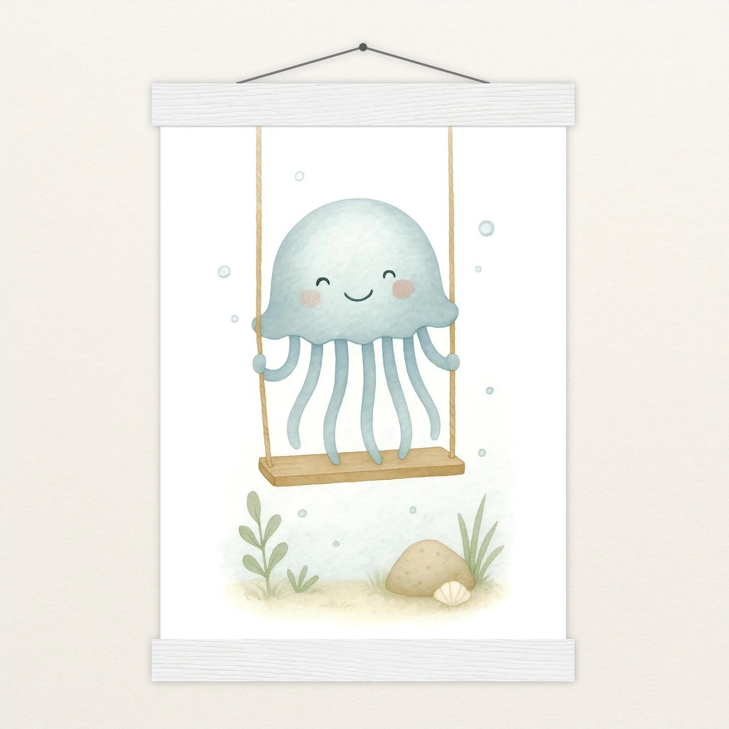 Quinn die Qualle - Motiv: "Schaukel" Poster mit Leisten von tinylearner