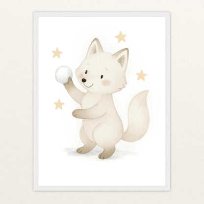 Pino der Polarfuchs - Motiv: "Schneeball" Poster mit Holzrahmen von tinylearner