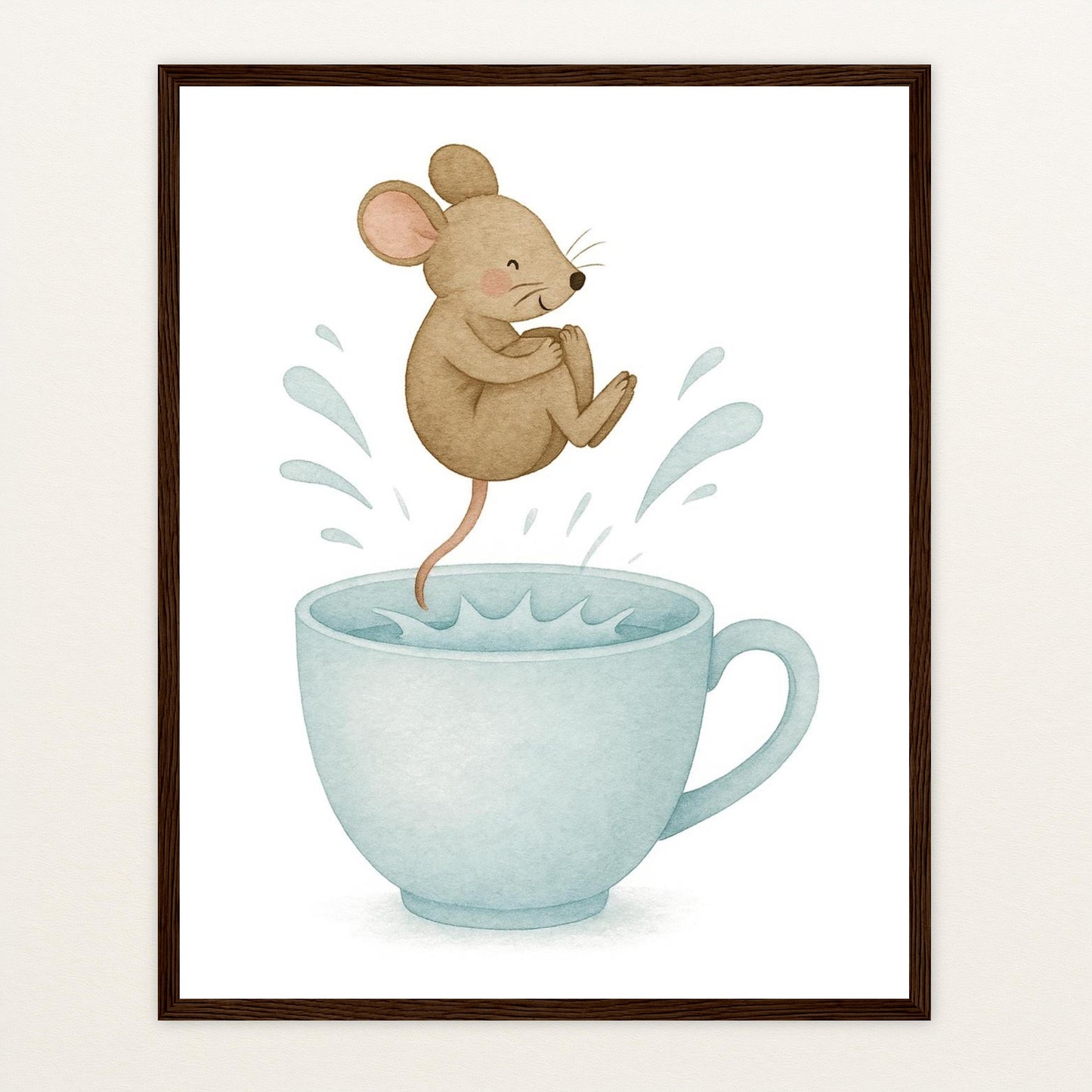 Mimi die Maus - Motiv: "Pool" Poster mit Holzrahmen von tinylearner