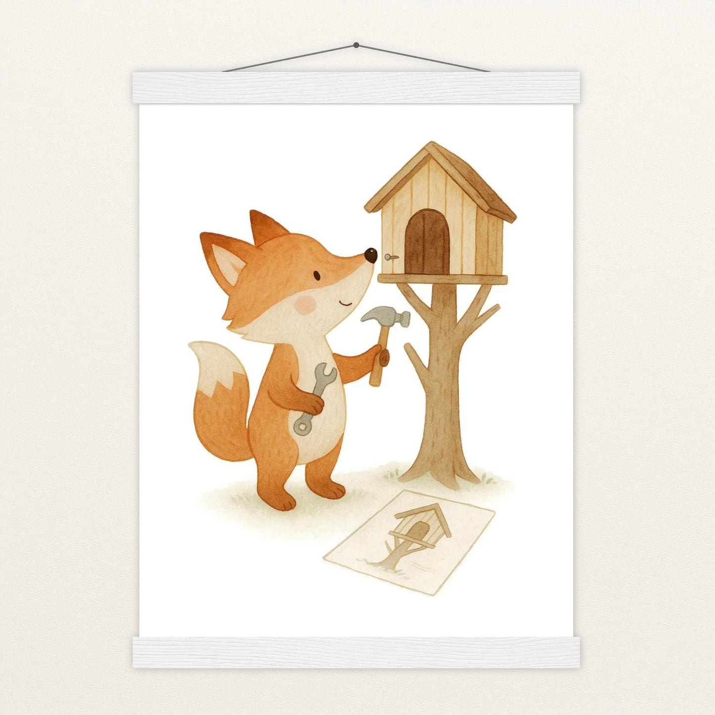 Finnegan der Fuchs - Motiv: "Baumhaus" Poster mit Leisten von tinylearner
