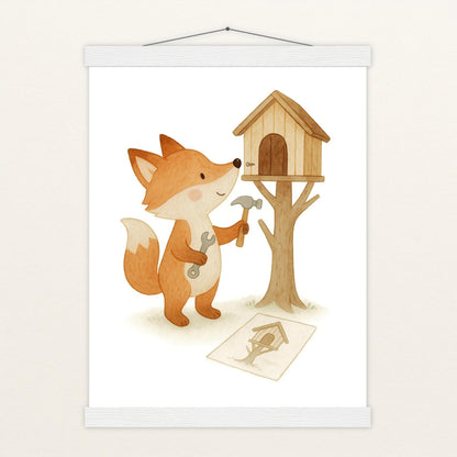 Finnegan der Fuchs - Motiv: "Baumhaus" Poster mit Leisten von tinylearner