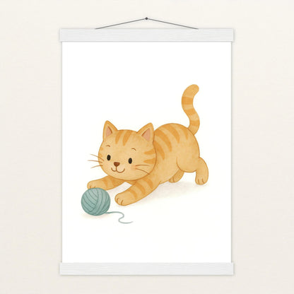 Kira die Katze - Motiv: "Wolle" Poster mit Leisten von tinylearner