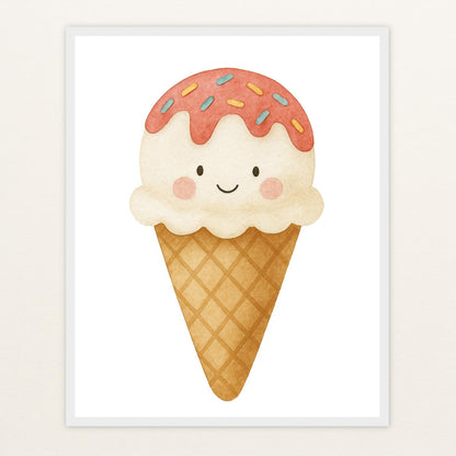 Süßes: Eiscreme Poster mit Holzrahmen von tinylearner